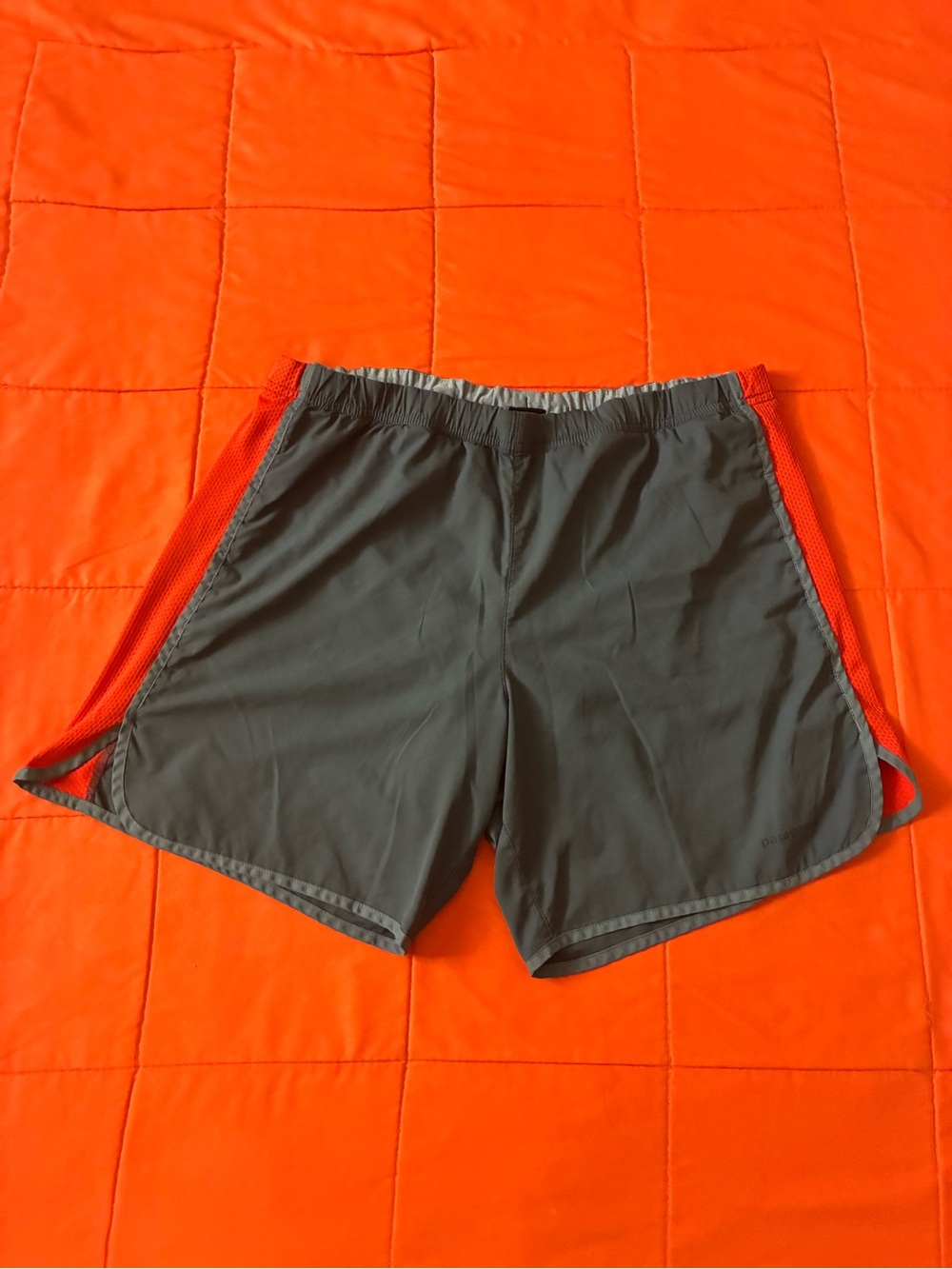 Patagonia Short Mens Medium Gray Spell Out Reflective Lined Strider Running